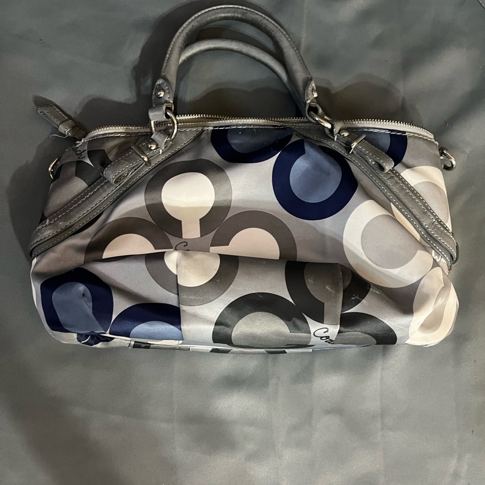 Coach Gray and Navy Circle Print Satchel with Removable Strap - Picture 8 of 10